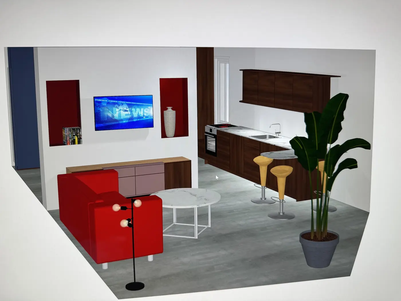 Modélisation 3D de la pièce de vie